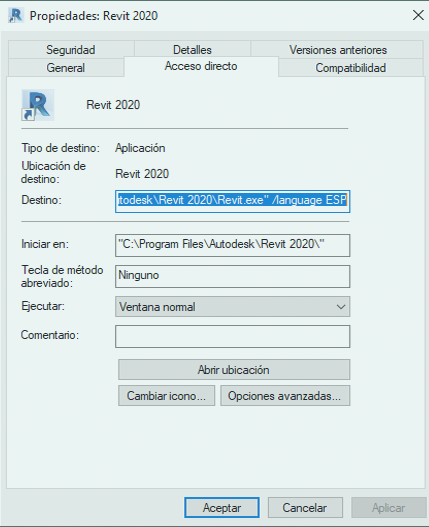 Cambiar el idioma de Revit