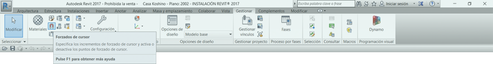 Cómo configurar forzados de cursor de Revit Configuración forzados cursor de Revit