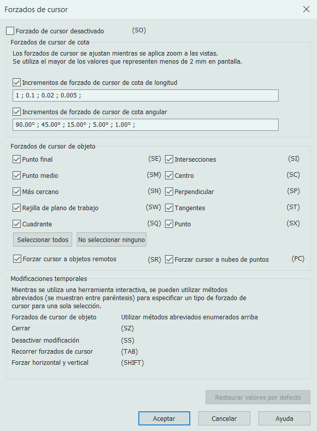 Cómo configurar el forzado de cursor en Revit Configurar el forzado de cursor en Revit