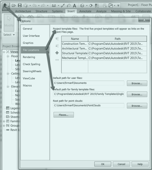 cambiar ruta biblioteca revit