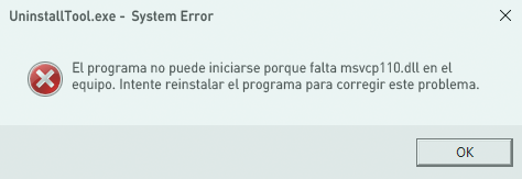 El programa no puede iniciarse porque falta msvcp110.dll en el equipo.