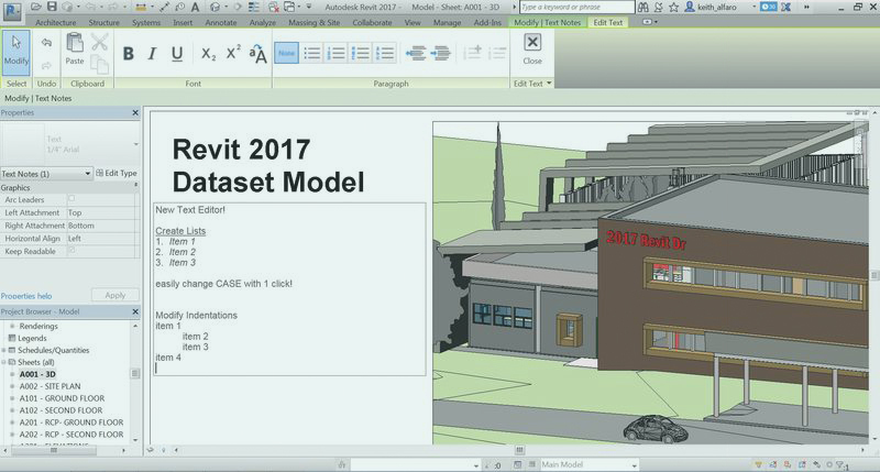 Revit 2017 te propone un nuevo editor de textos mas completo